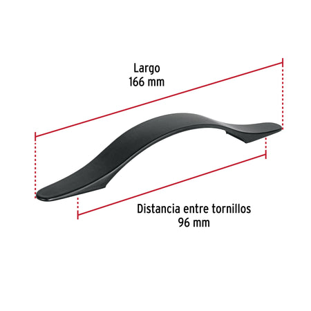 Jaladera de 96mm, línea Burgos, negro, HERMEX 96mm, negro