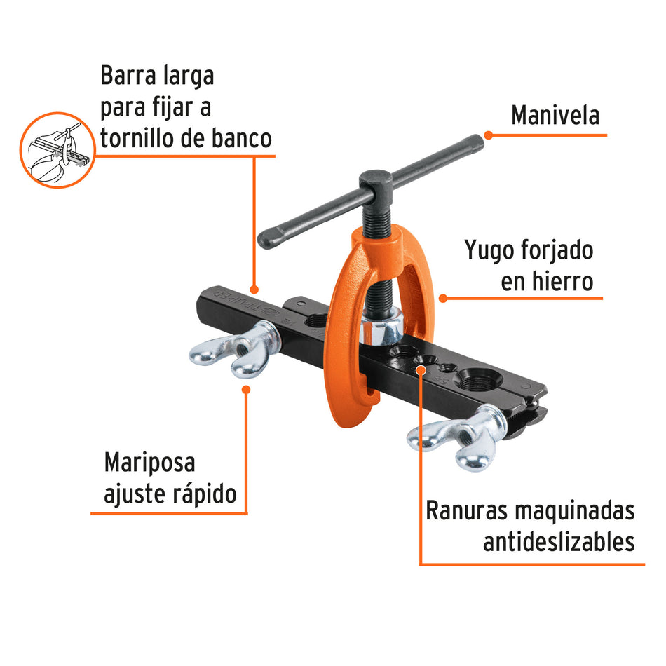 Avellanador para tubo, ajustable de 3/16' a 5/8', TRUPER