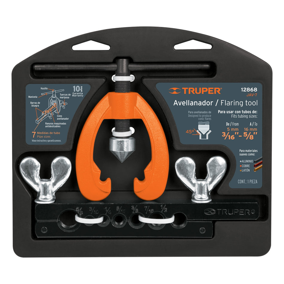 Avellanador para tubo, ajustable de 3/16' a 5/8', TRUPER