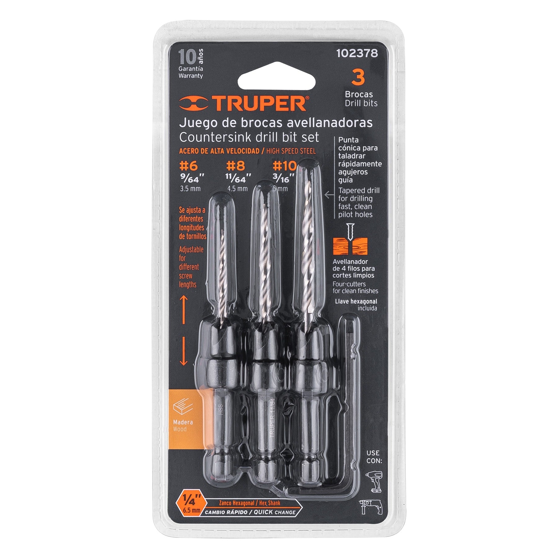 Juego de 3 brocas avellanadoras TRUPER