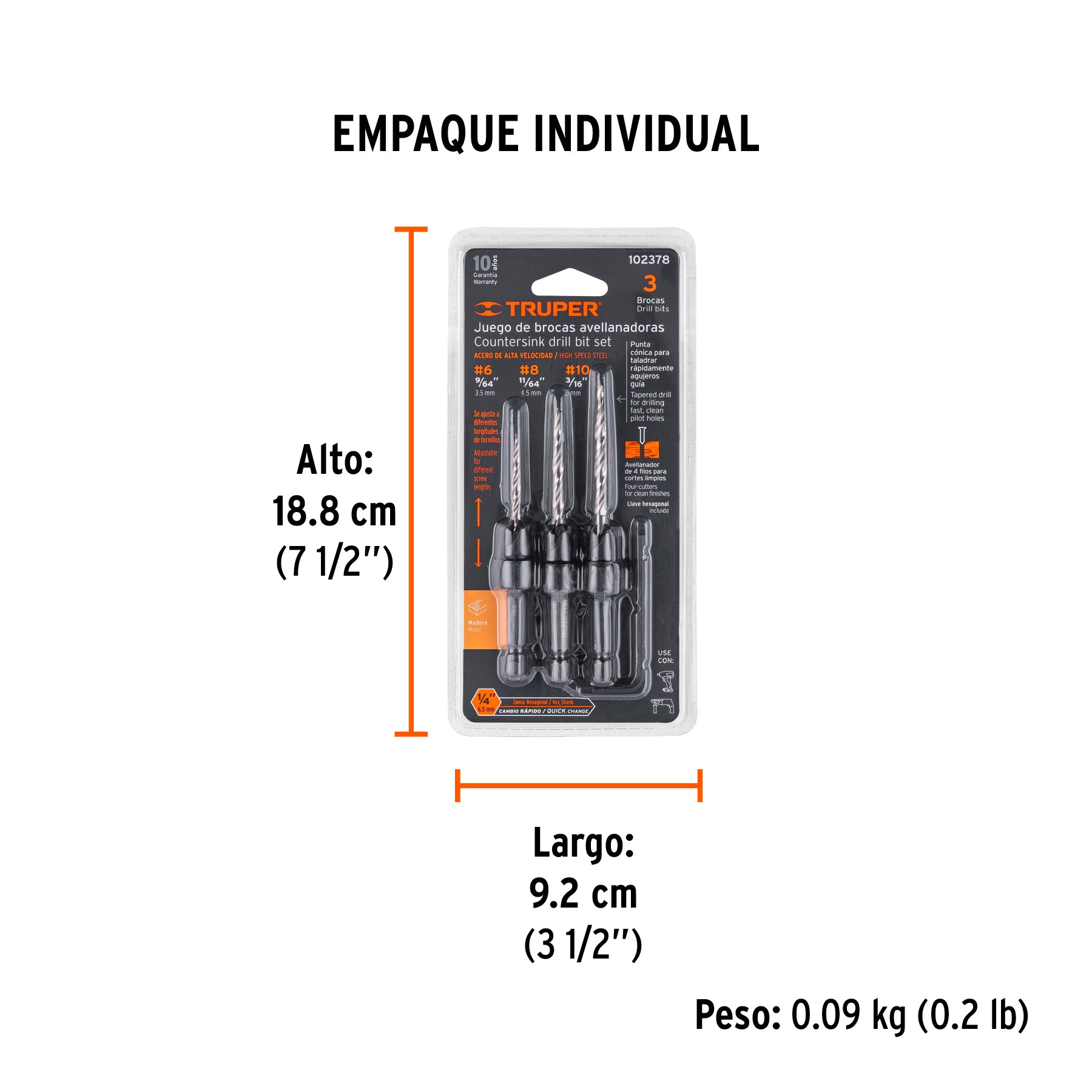 Juego de 3 brocas avellanadoras TRUPER