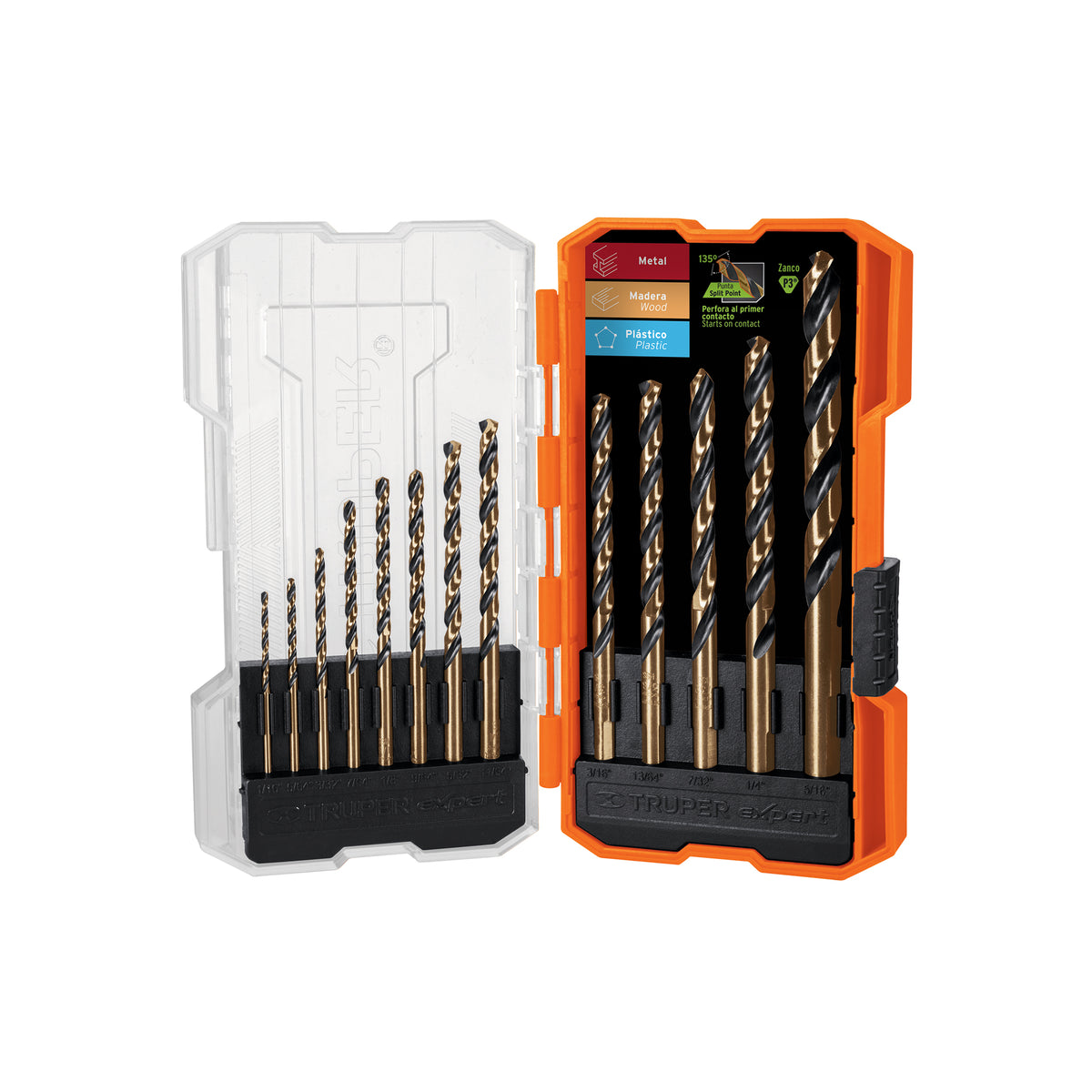Juego de 13 brocas HSS para metal en estuche Truper Expert