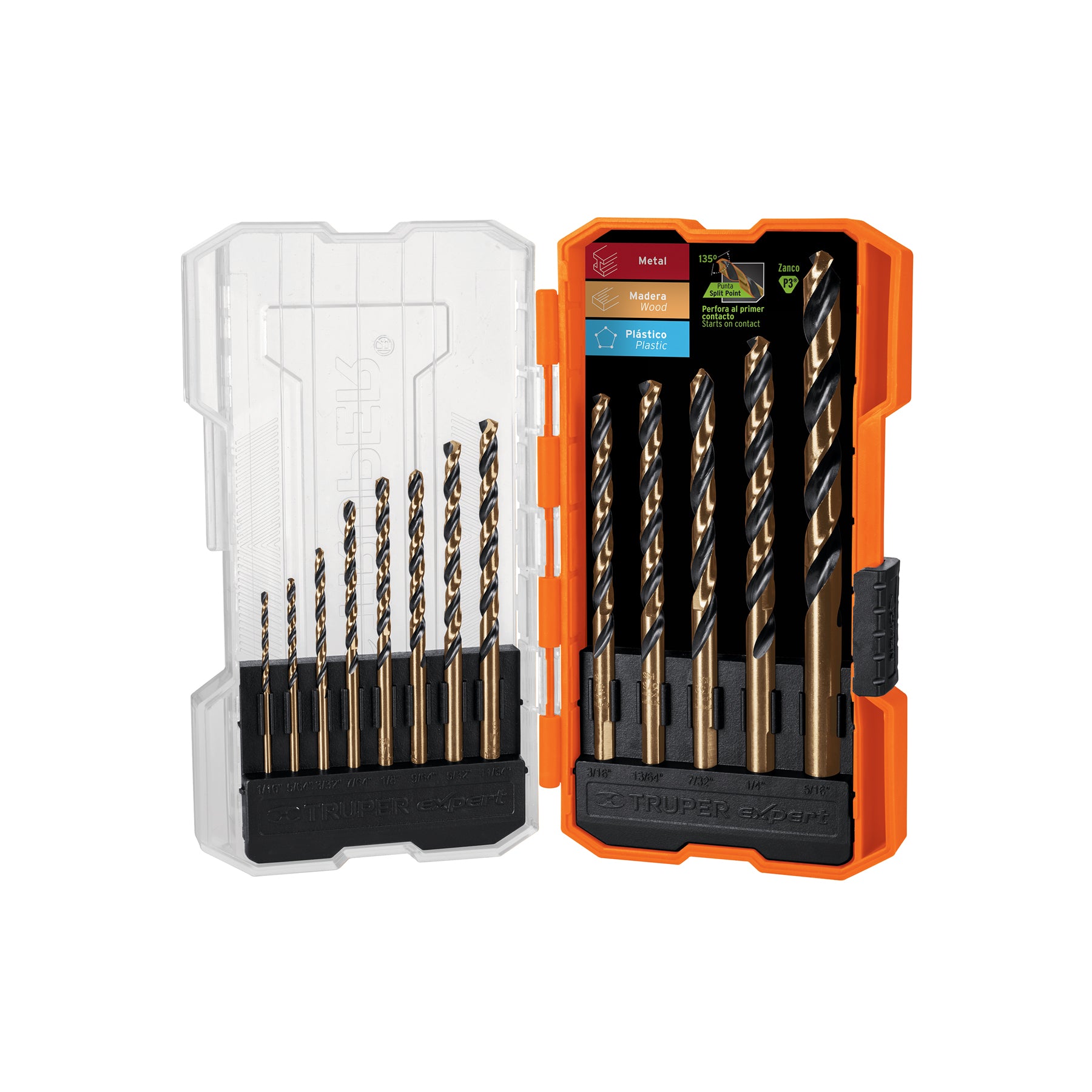 Juego de 13 brocas HSS para metal en estuche Truper Expert