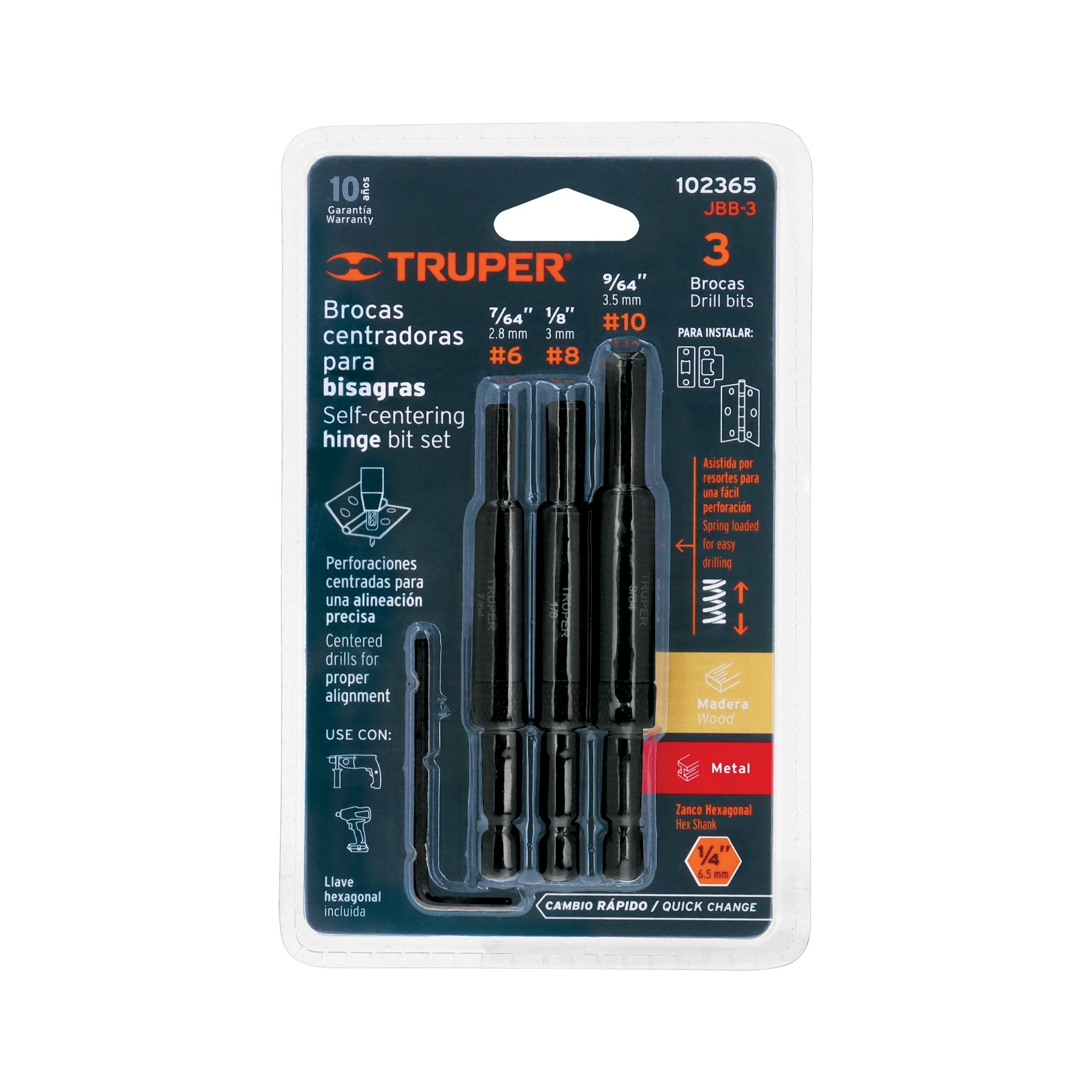 Juego de 3 brocas para bisagra TRUPER