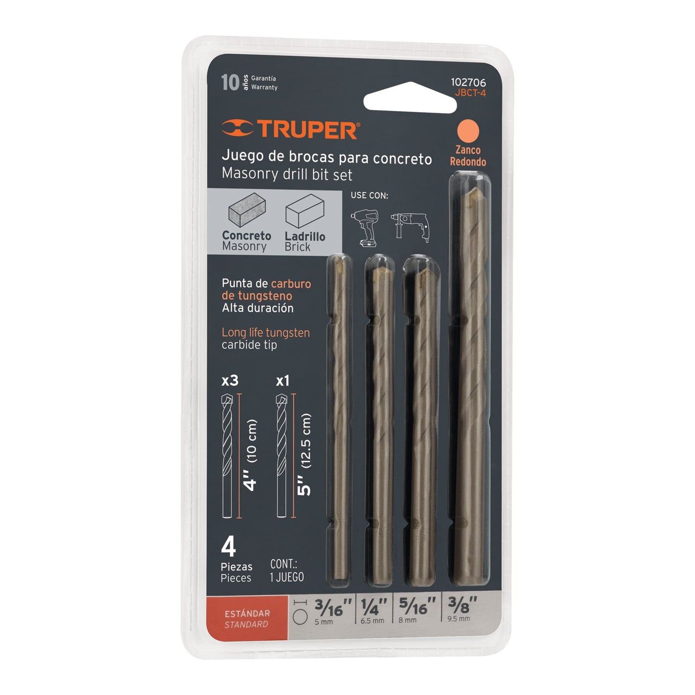 Juego de 4 brocas para concreto TRUPER