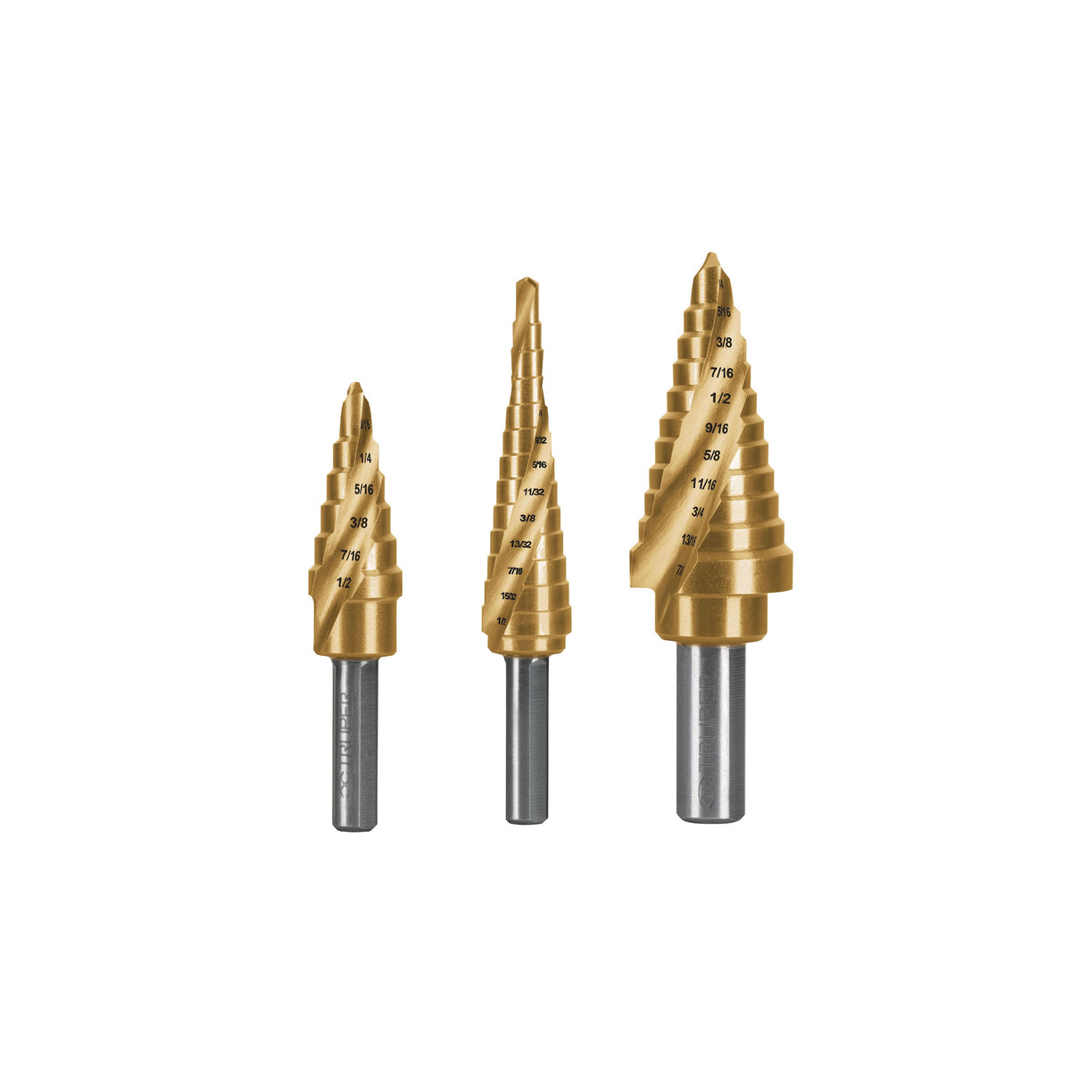 Juego de 3 brocas escalonadas de titanio Truper Expert