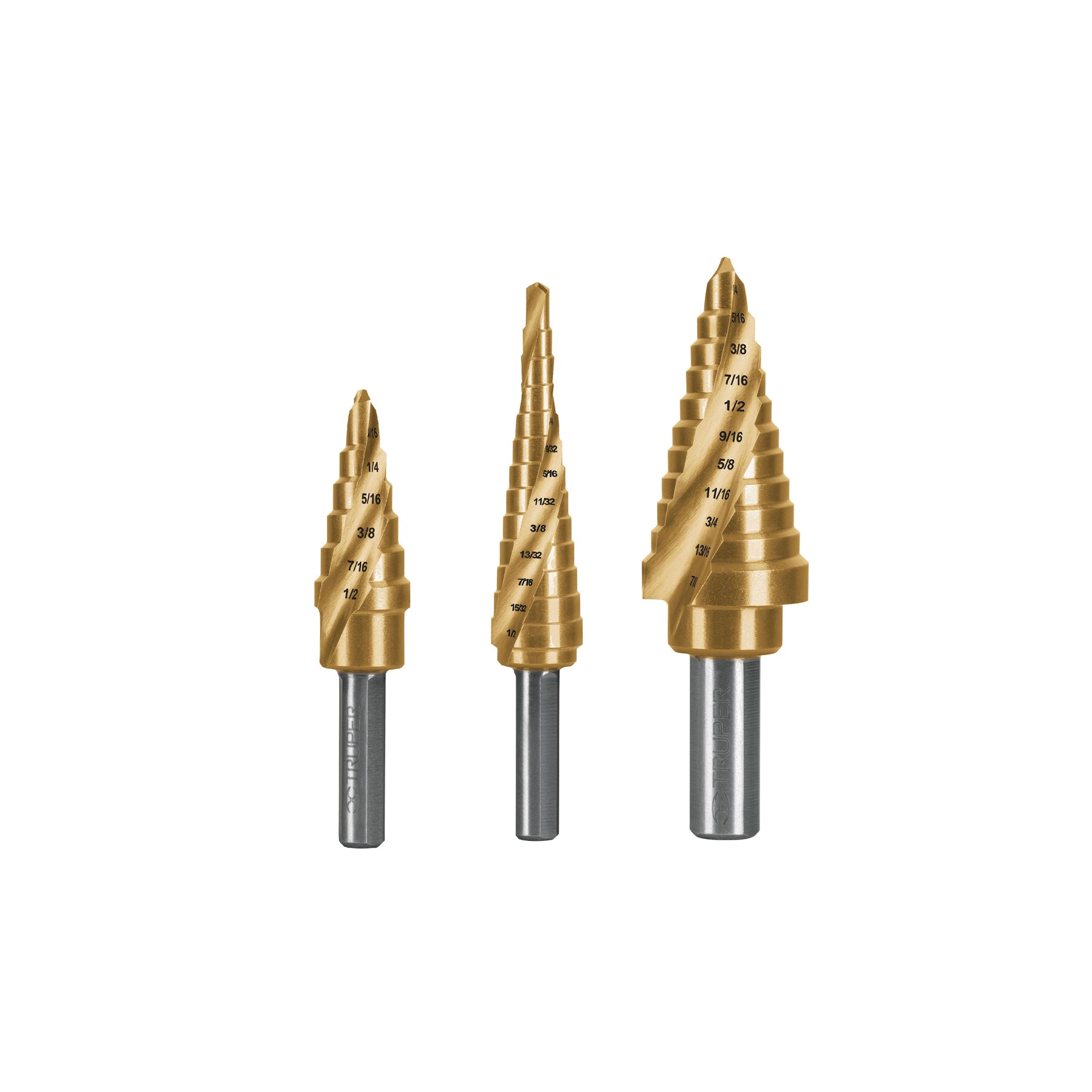 Juego de 3 brocas escalonadas de titanio Truper Expert