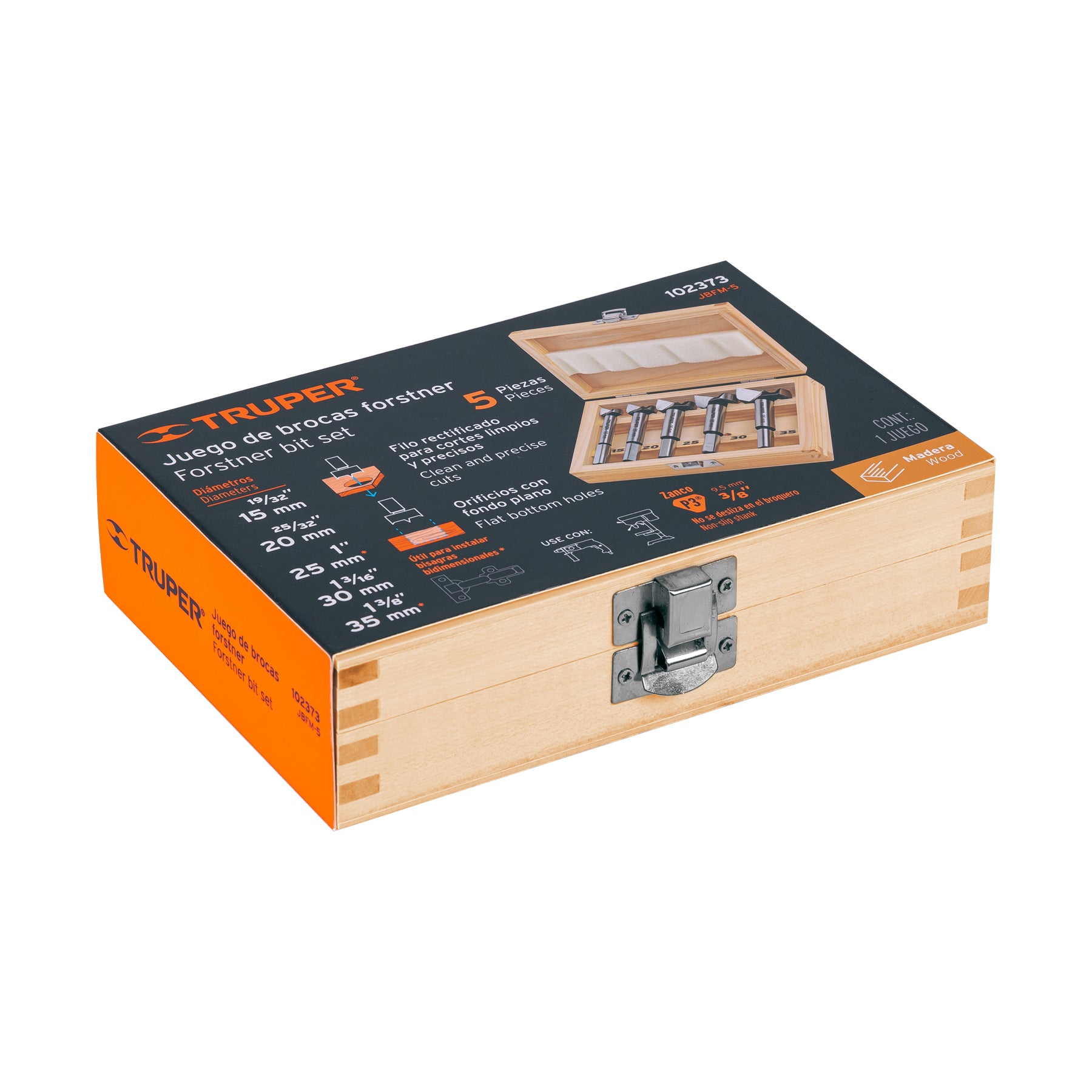 Juego de 5 brocas forstner para madera TRUPER