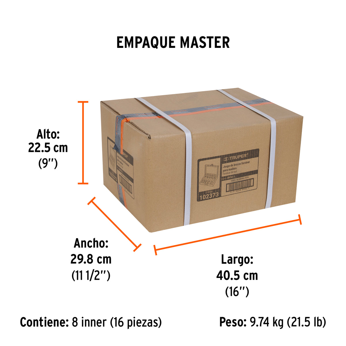 Juego de 5 brocas forstner para madera TRUPER