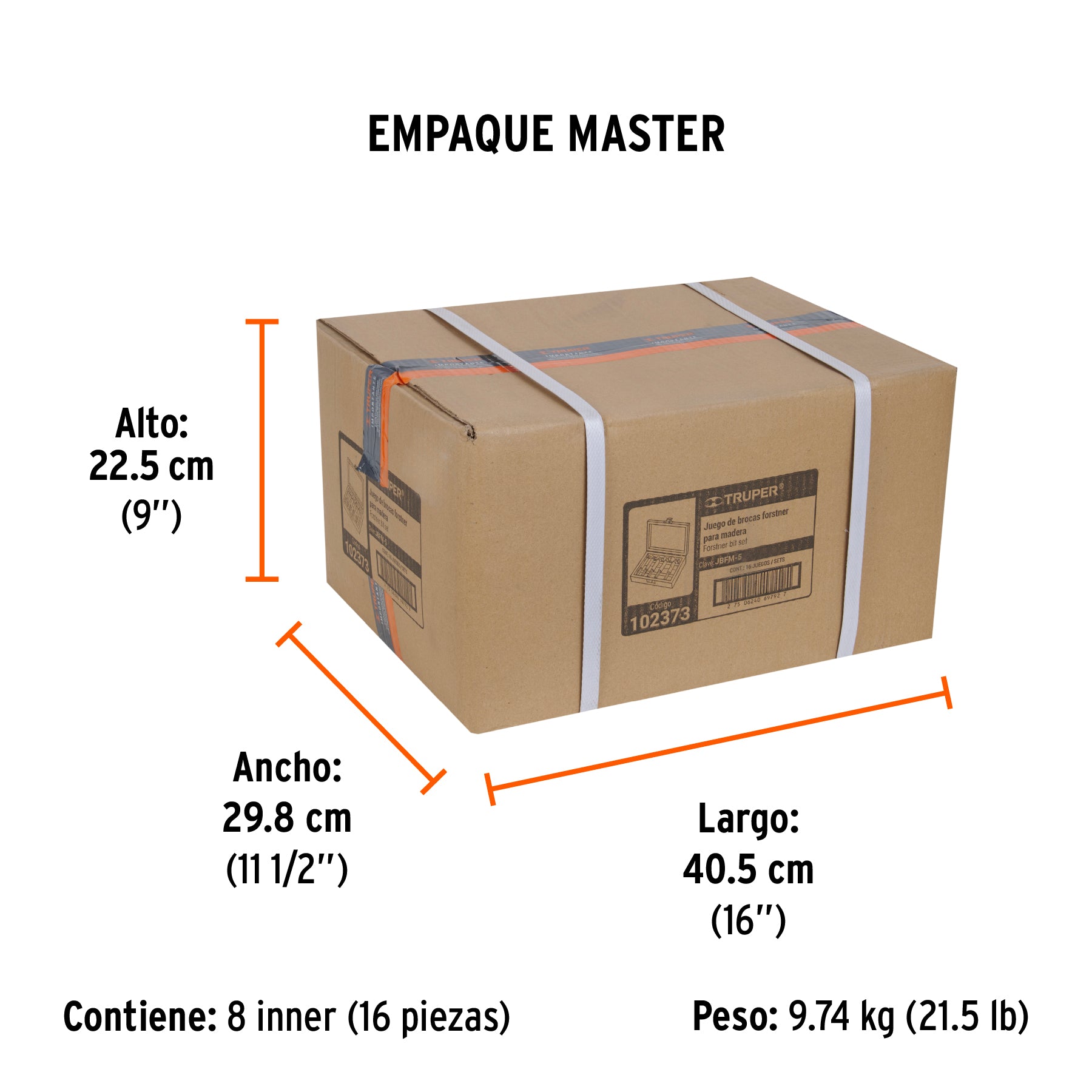 Juego de 5 brocas forstner para madera TRUPER