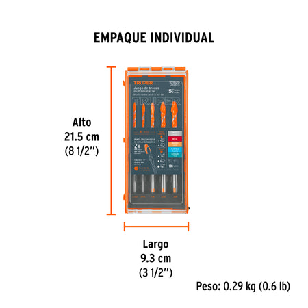 Juego de 5 brocas multimaterial Truper