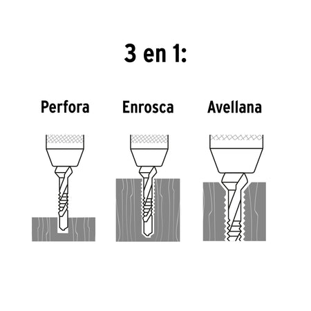 Juego de 6 brocas HSS con machuelo para metal Truper