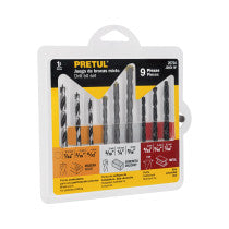 Juego de 9 brocas para metal concreto y madera Pretul