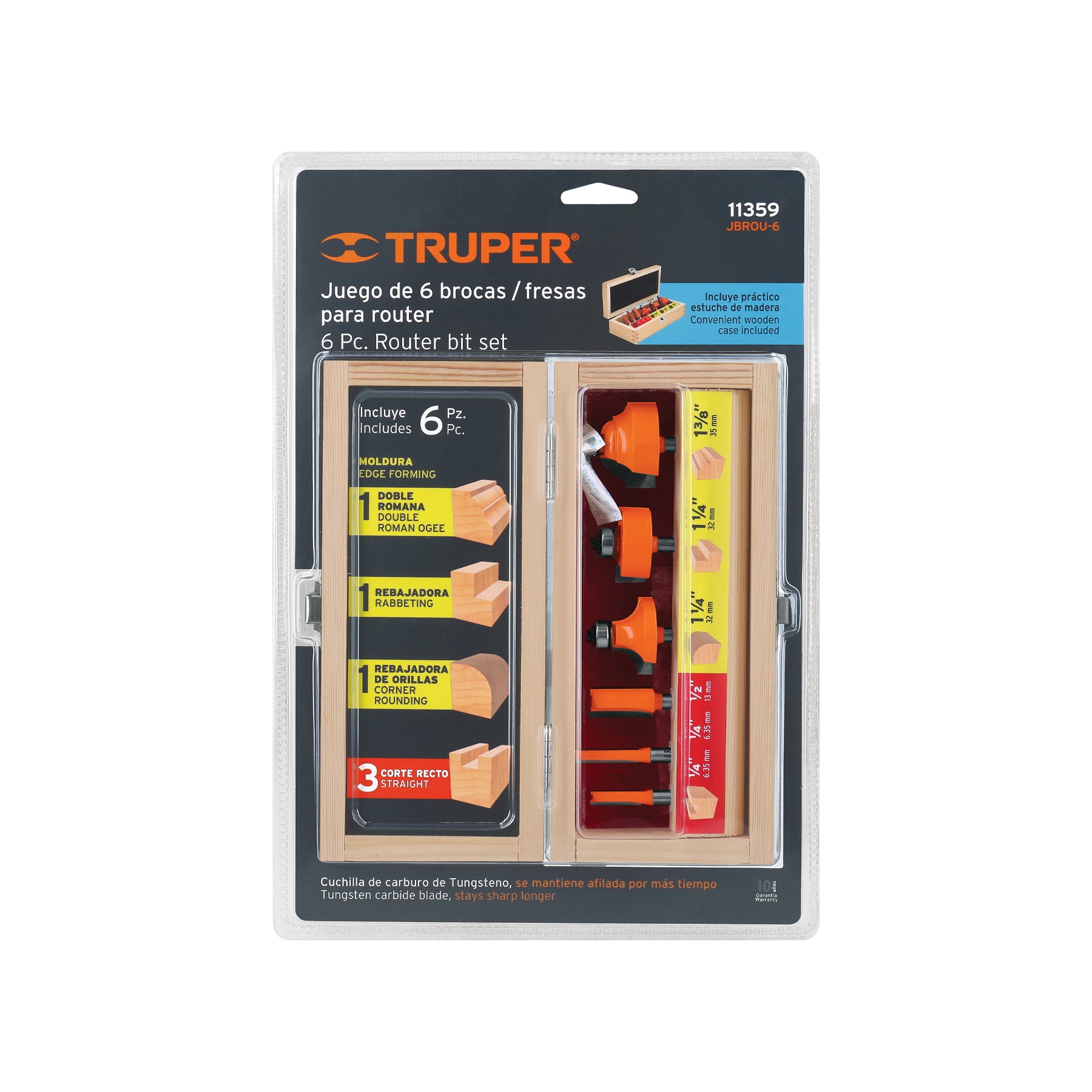 Juego de 6 brocas para router Truper