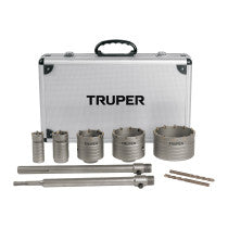 Juego de 9 brocasierras para concreto SDS Plus y Max TRUPER