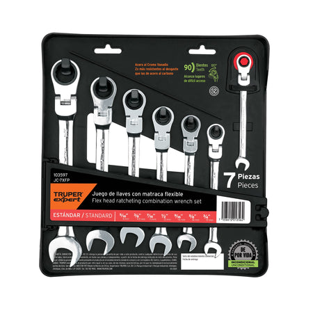 Juego de 7 llaves combinadas std con matraca flexible