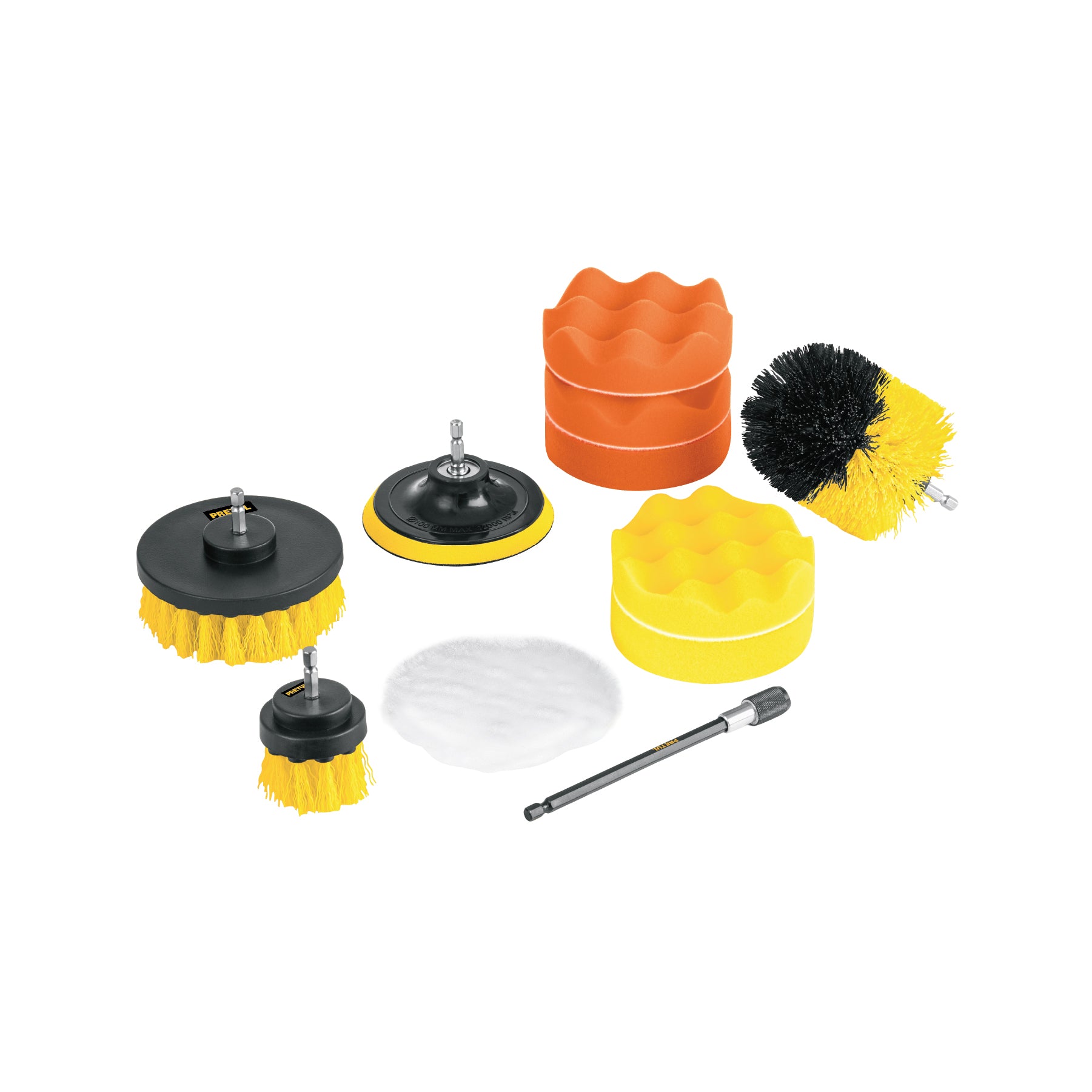 Juego 11 accesorios limpieza y pulido para taladro PRETUL