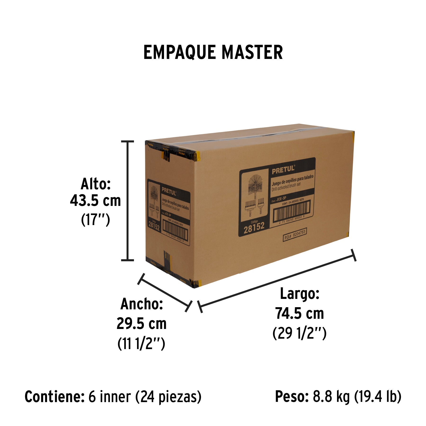 Juego de 3 cepillos multiusos para taladro PRETUL