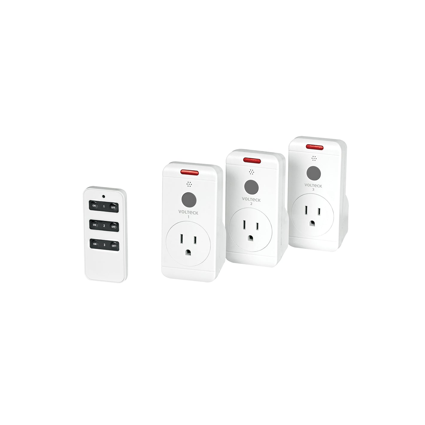 Juego de 3 Contactos con control remoto, Volteck