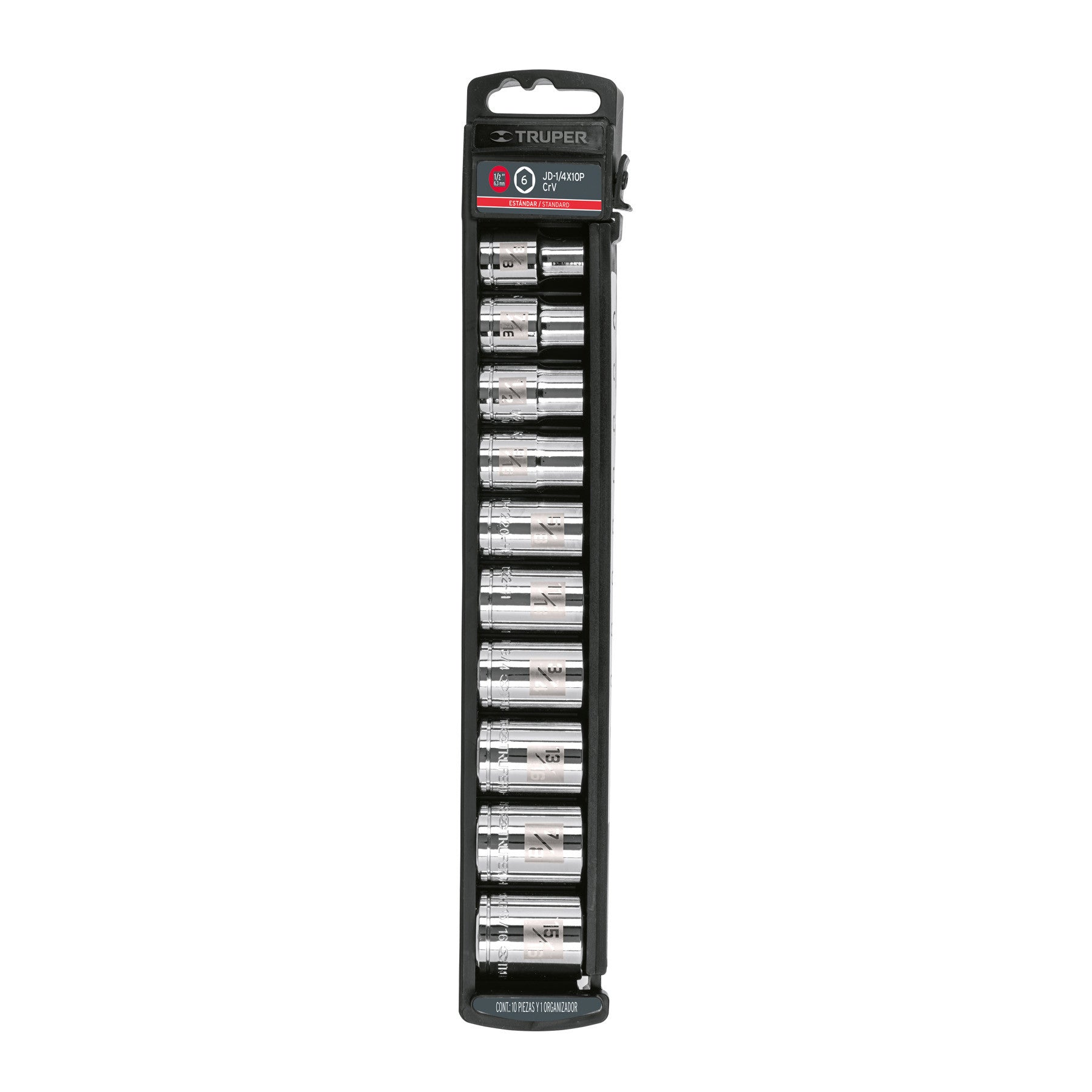 Juego de 10 dados cuadro 1/2' std, Truper