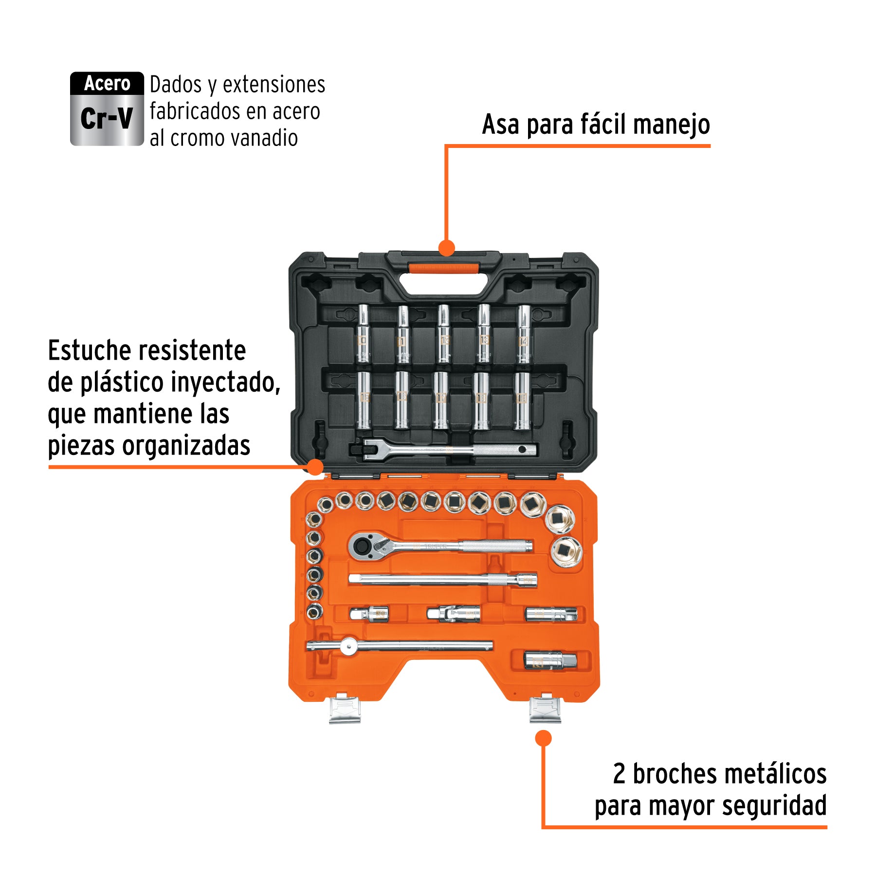 Juego de 36 herramientas cuadro 1/2' mm para mecánico