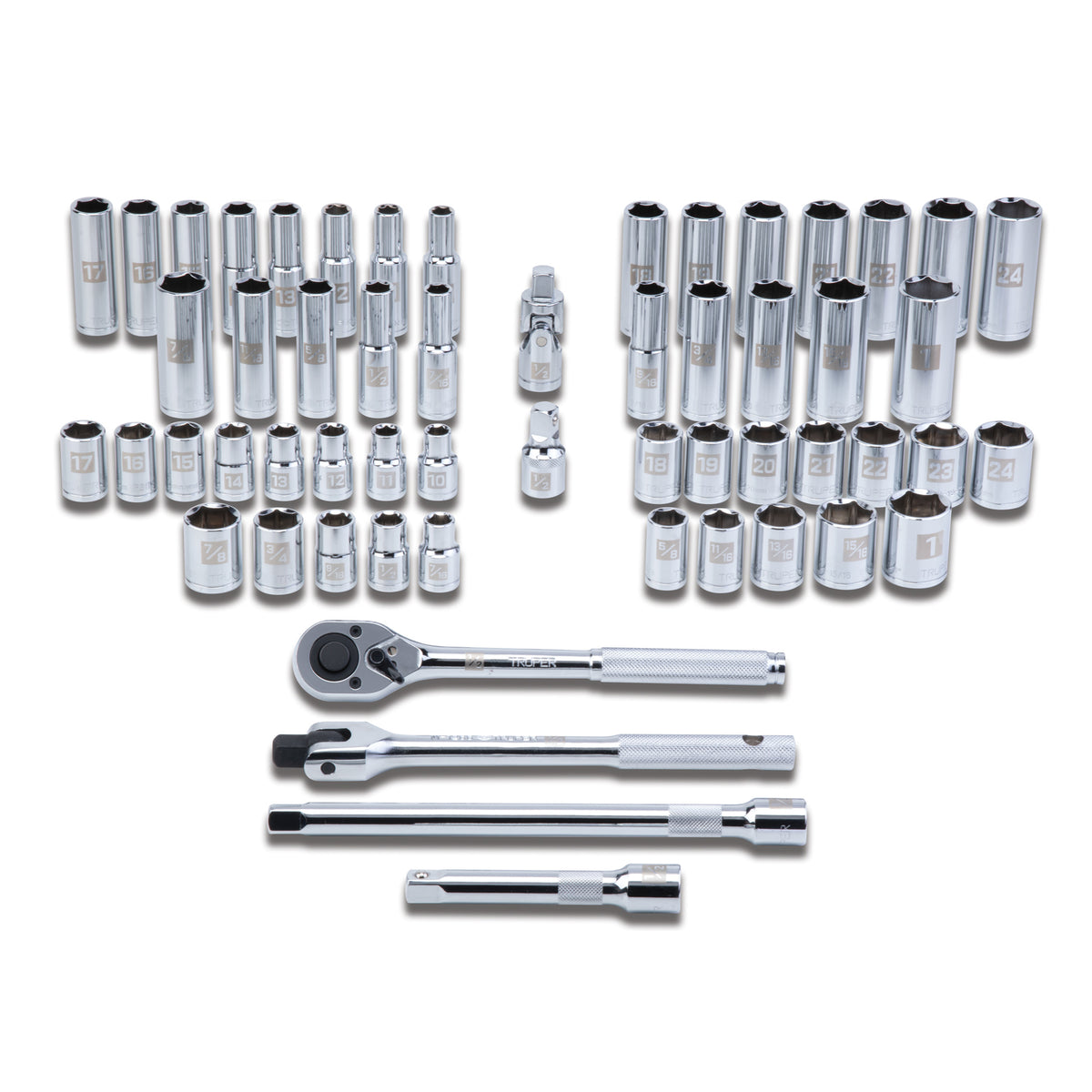 Juego de 56 herramientas cuadro 1/2" std y mm para mecanico
