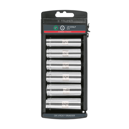 Juego 6 dados largos cuadro 1/2' std, Truper