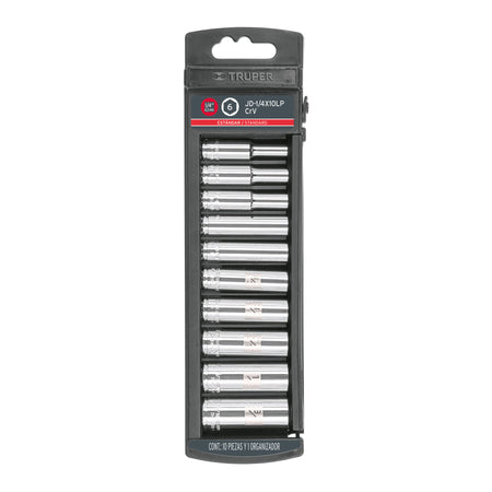 Juego de 10 dados largos cuadro 1/4' std, Truper
