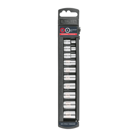 Juego de 10 dados cuadro 1/4' std, Truper