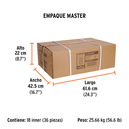 Juego de dados mm y std con matraca cuadro Truper 1/4"