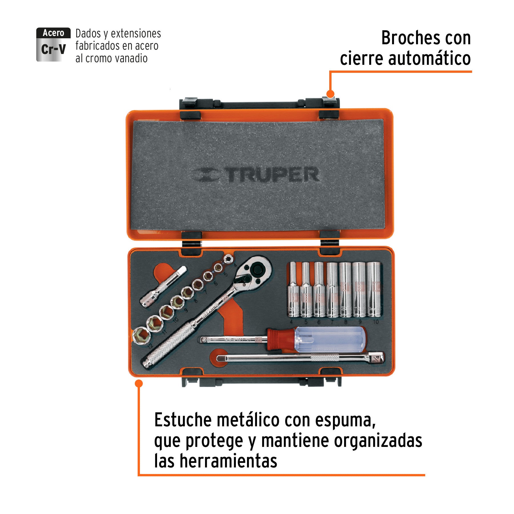 Juego de 20 herramientas cuadro 1/4' mm para mecánico