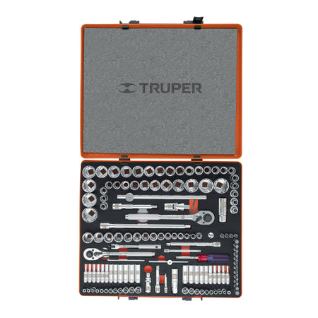 Juego 135 herramientas 1/4" 3/8" y 1/2" std y mm p/mecanico