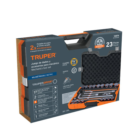 Juego de 23 herramientas cuadro 3/4' mm para mecánico