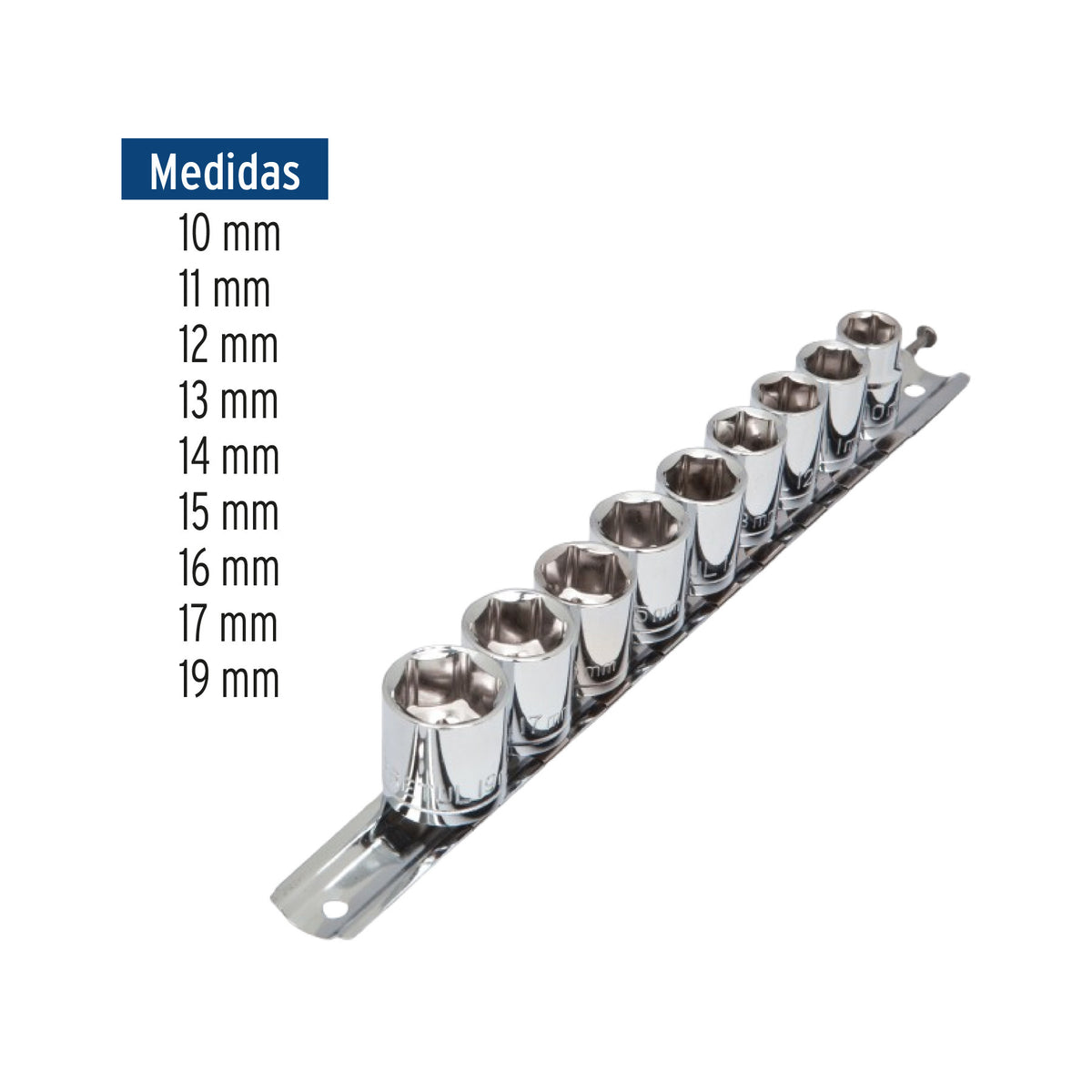 Juego de 9 dados cuadro 3/8' mm, Pretul