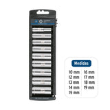 Juego de 9 dados largos cuadro 3/8' mm, Truper