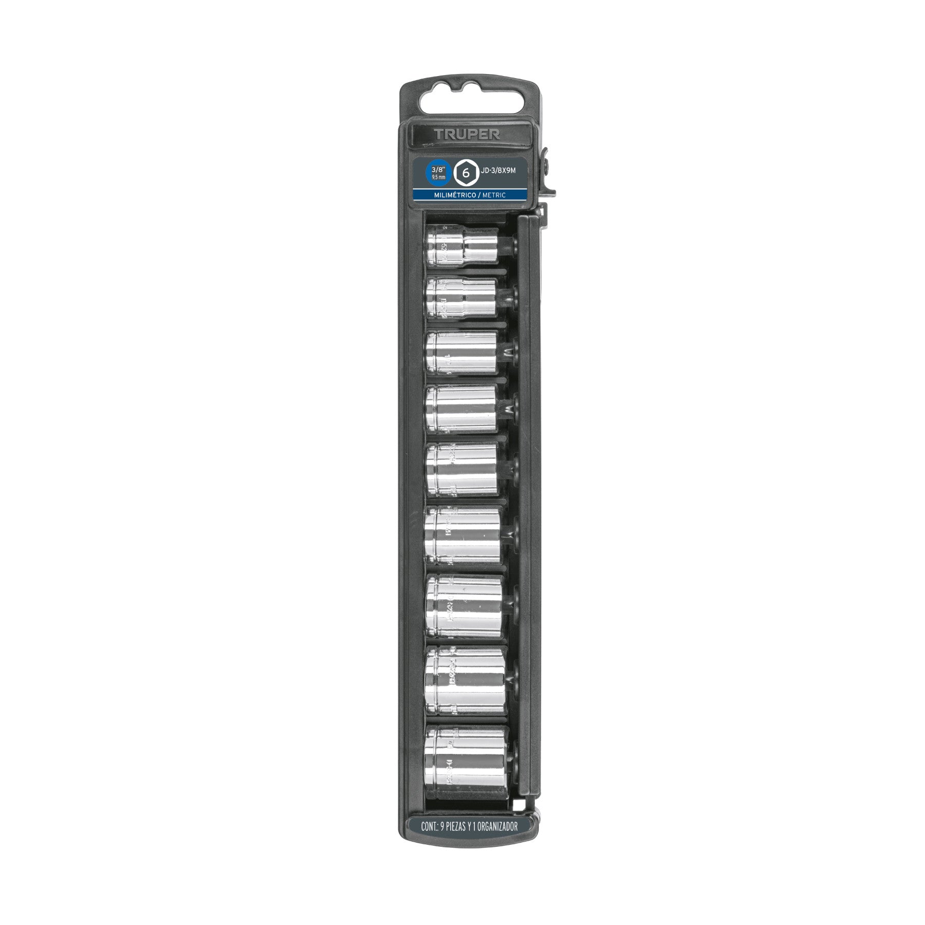 Juego de 9 dados cuadro 3/8' mm, Truper