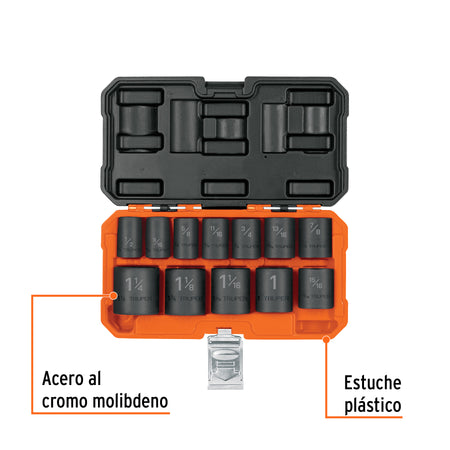 Juego de 12 dados cuadro 1/2' de impacto 6 puntas std