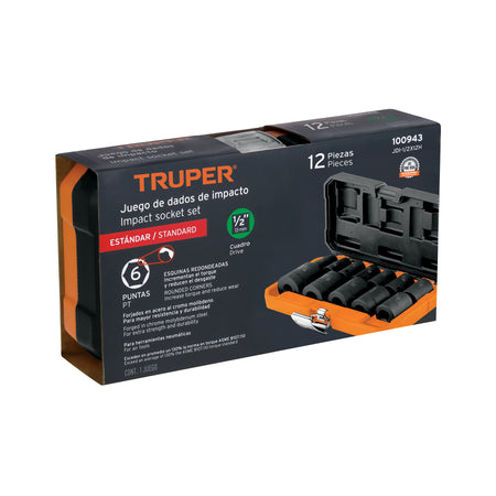 Juego de 12 dados cuadro 1/2' de impacto 6 puntas std