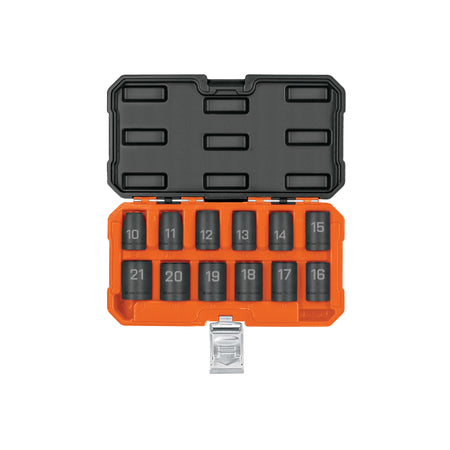 Juego de 12 dados de impacto cuadro 1/2', 6 puntas mm