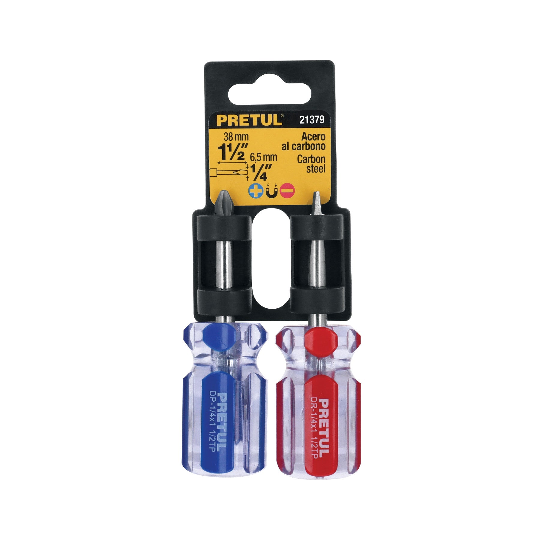 Dúo de desarmadores 1/4 x 1-1/2' mango de PVC, Pretul