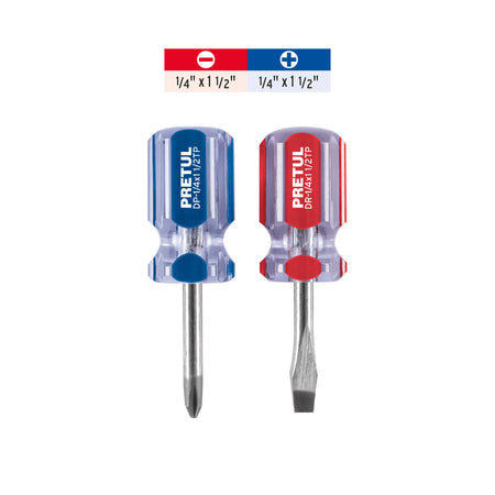 Dúo de desarmadores 1/4 x 1-1/2' mango de PVC, Pretul