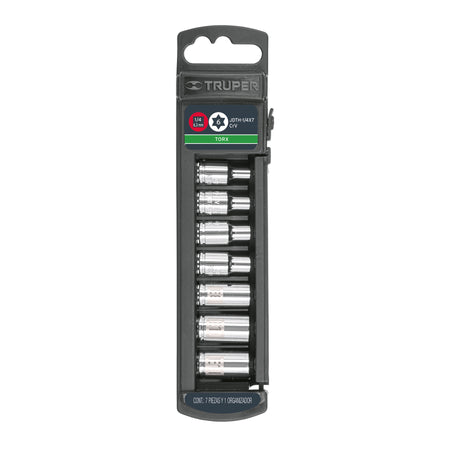 Juego de 7 dados torx cuadro 1/4', Truper