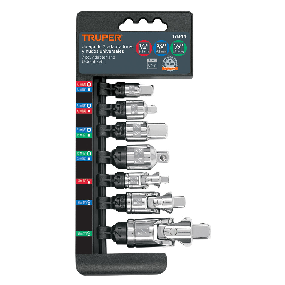 Juego de 7 piezas de adaptadores y nudos universales, Truper