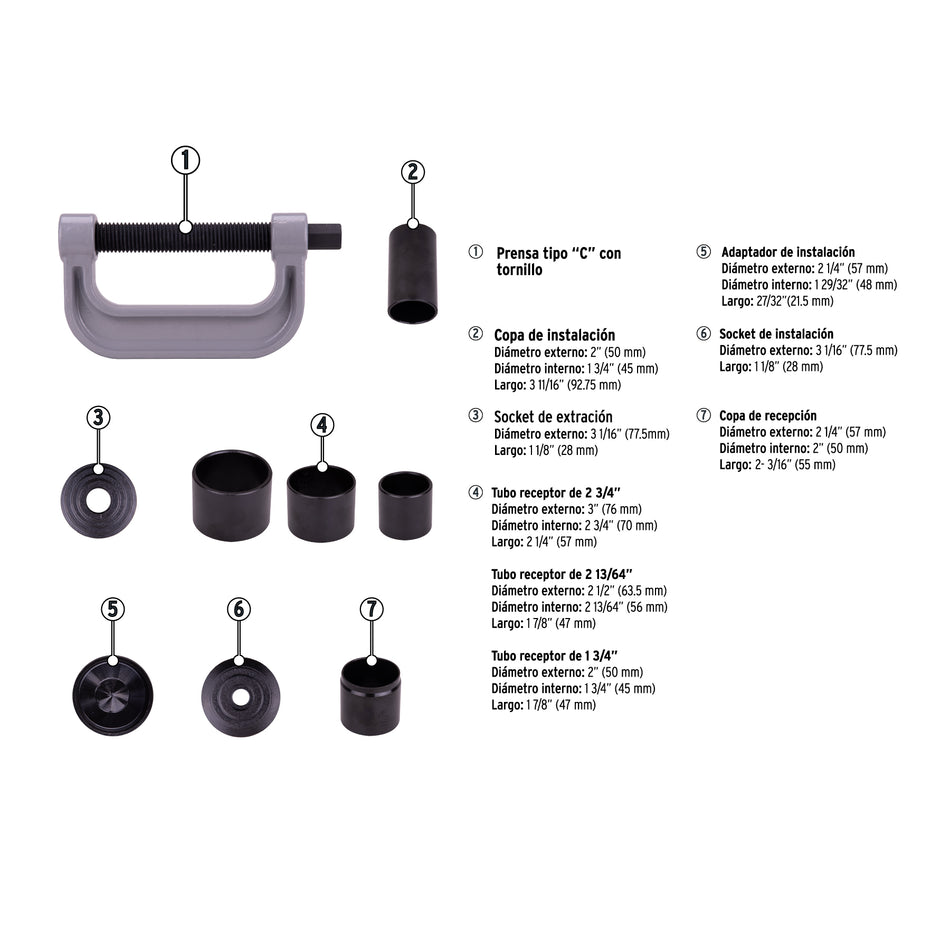 Juego para desmontar rótulas y terminales, 9 piezas, TRUPER