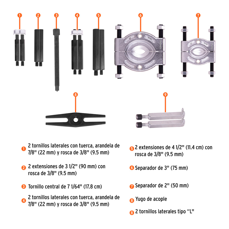 Juego extractores de baleros y poleas, 13 piezas, TRUPER