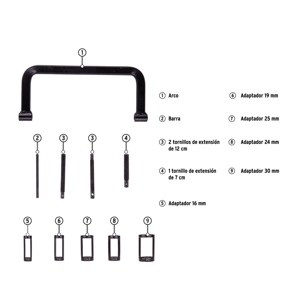 Juego de arco levanta válvulas, 10 piezas, TRUPER