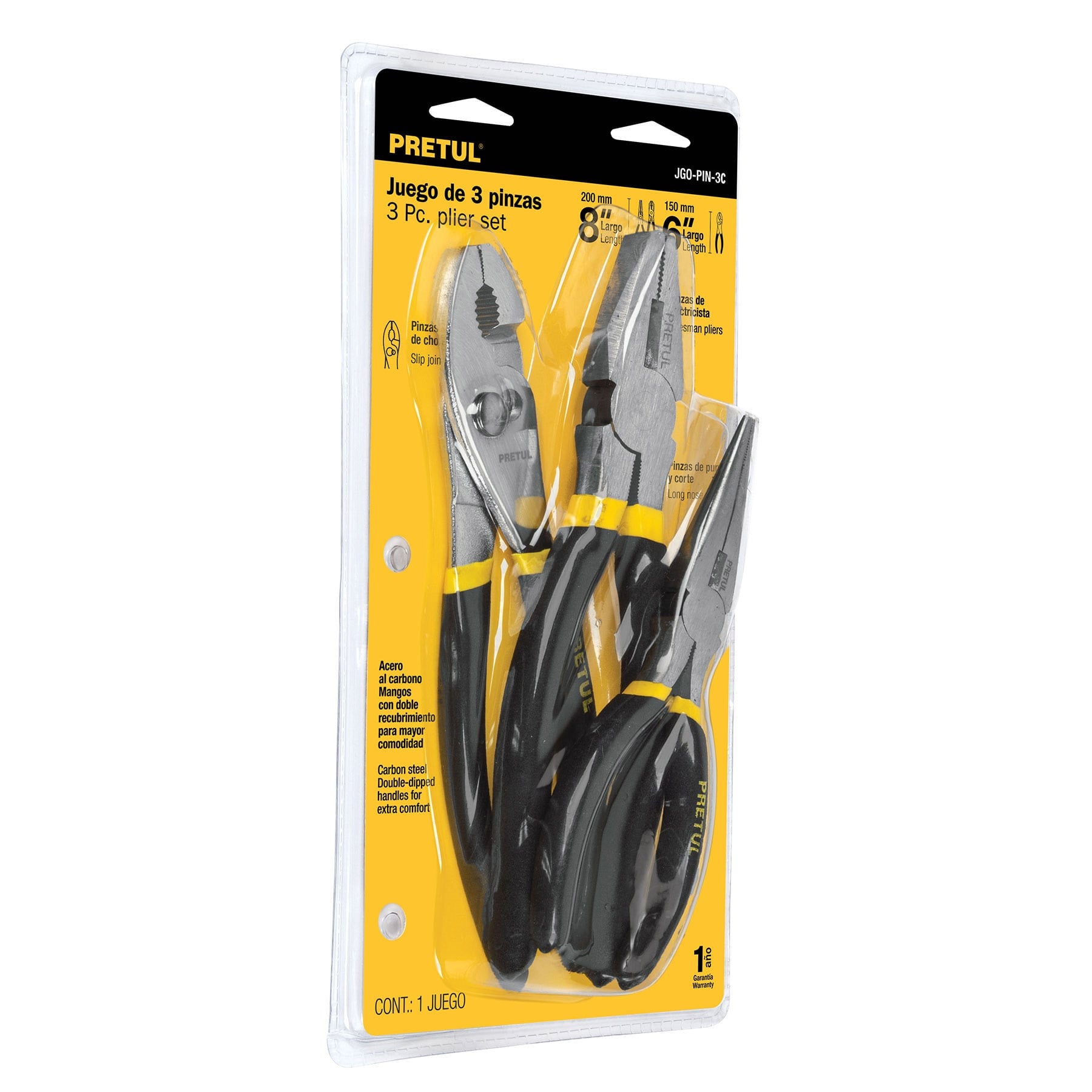 Juego de 3 pinzas mangos de PVC Pretul