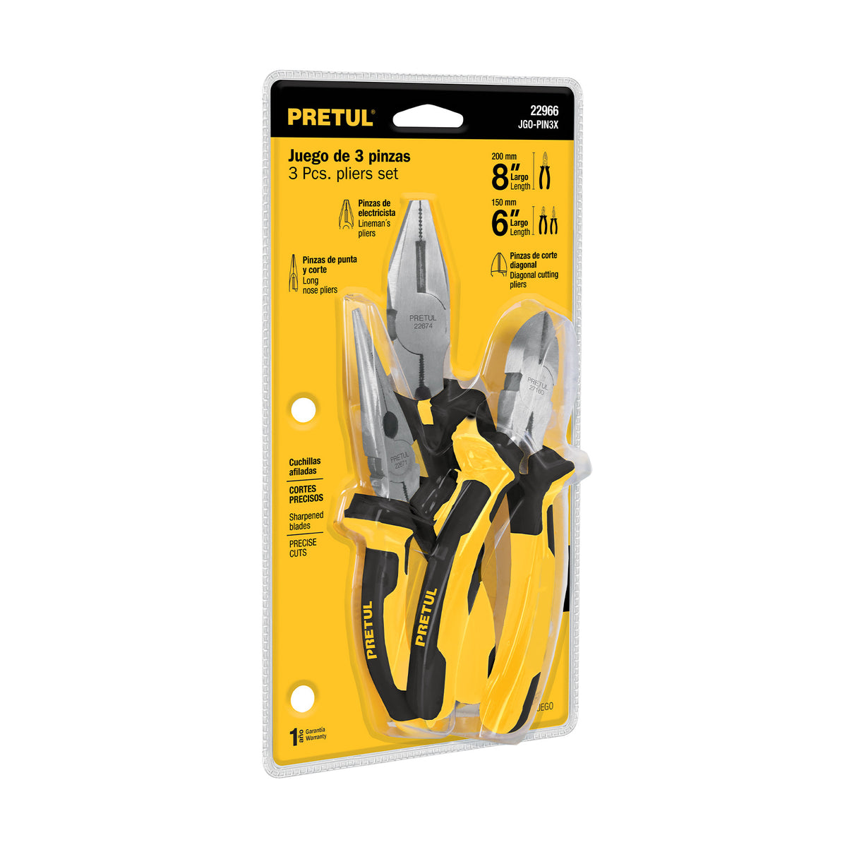 Juego de 3 pinzas 3 mango Comfort Grip Pretul