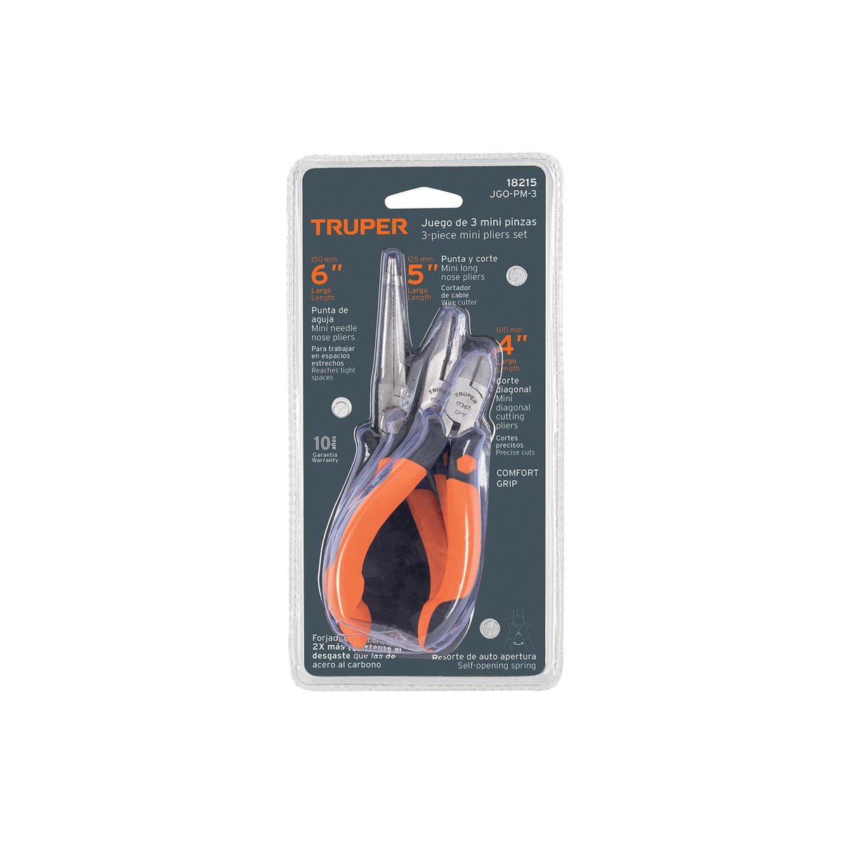 Juego de 3 mini pinzas mango Comfort Grip Truper