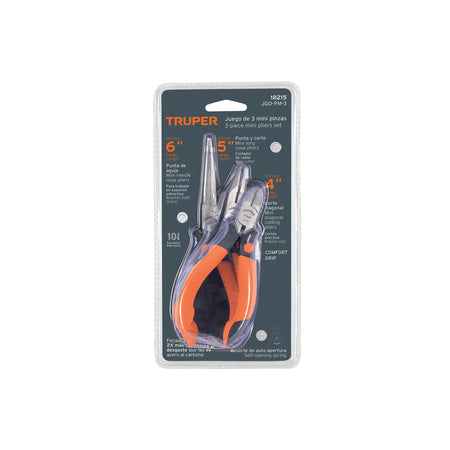 Juego de 3 mini pinzas mango Comfort Grip Truper